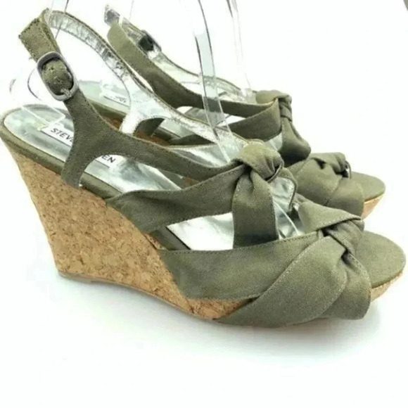 Steve Madden platform wedges 11 p-carrj army green - Picture 1 of 9